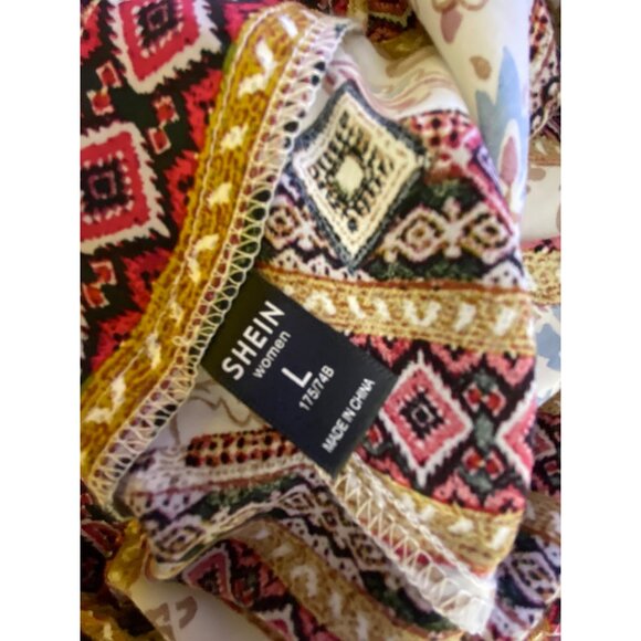 Bohemian Two-Piece Set Size Large Floral & Geometric Pattern Hippie Western Y2K - Picture 7 of 9